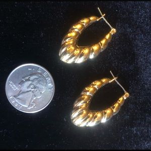 Gold teardrop shell hoops